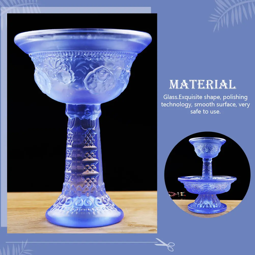 

2pcs High-Class Glass Worship Anti-Aging Smooth Surface Household Altar Bowl Temple Decor Clear Texture Offering Cups Exquisite