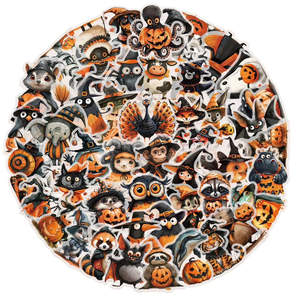 10/30/50PCS Cross-dressing Halloween Animals Sticker Decals Toys DIY Suitcase Skateboard Phone Luggage Bike Stickers Gift