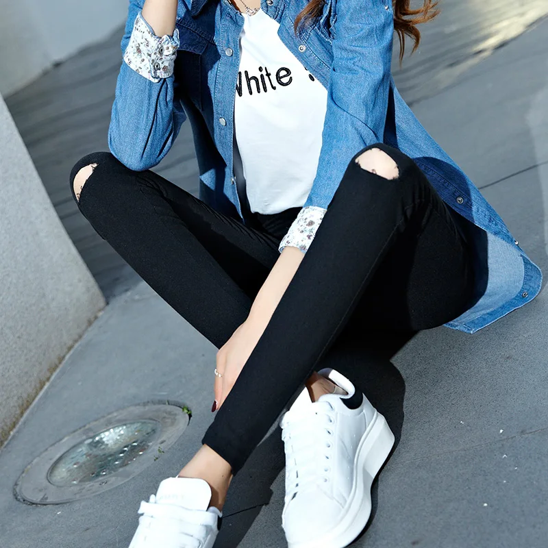 High Waist Black Leggings Women's Spring Autumn Thin Nine Points Pencil Long Pants Trousers Base Layer Pants Korean Style
