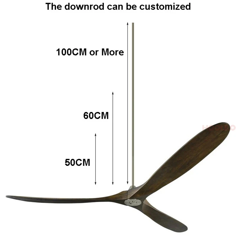 42 52 60 70 Inch DC 85V - 260V Motor 3 Wooden Blade  Decorative Ceiling Fan Ventilator Light Remote Control