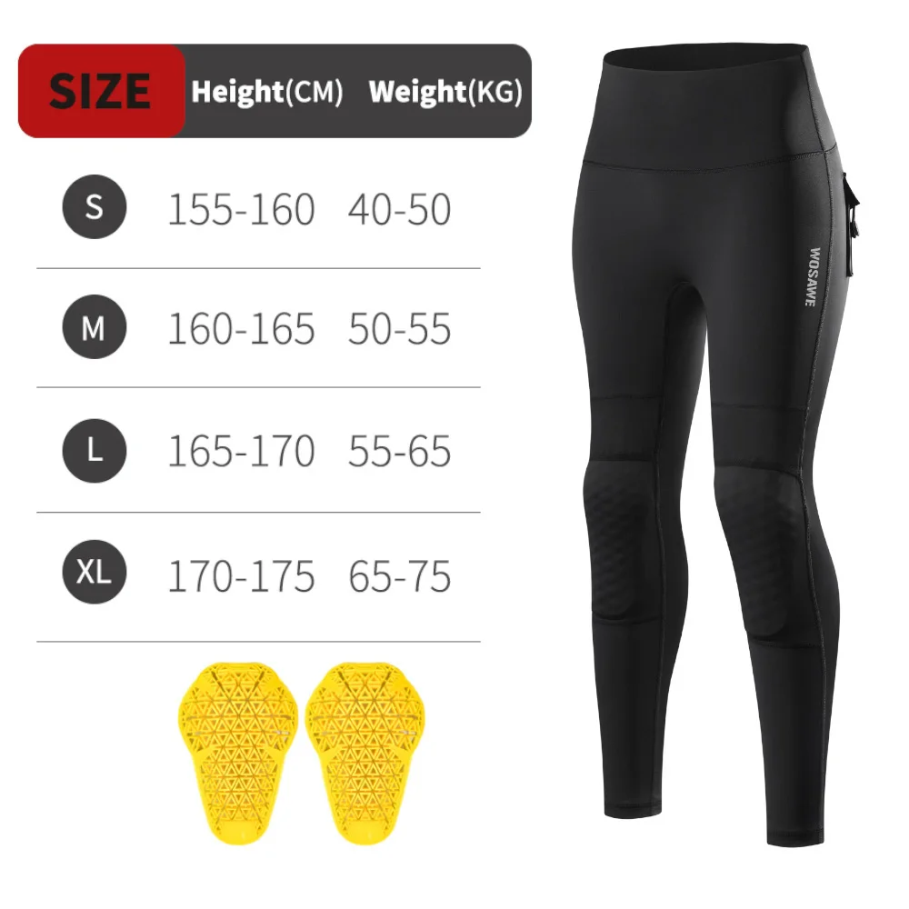 WOSAWE Women Motorcycle Pants with Knee Pads Motocross High Waist Yoga Sport Leggings Gym Fitness Tights Lady Casual Streetwear image 3