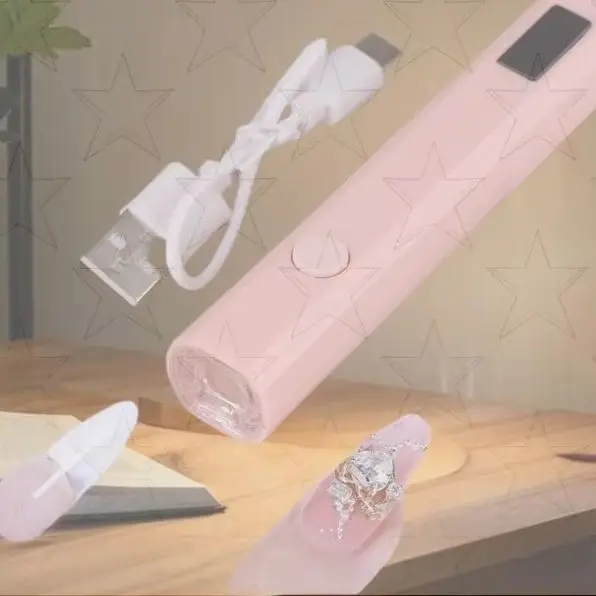 One Set Quick Drying LED UV Nail Lamp w/ Timer Display Mini Handheld Pen