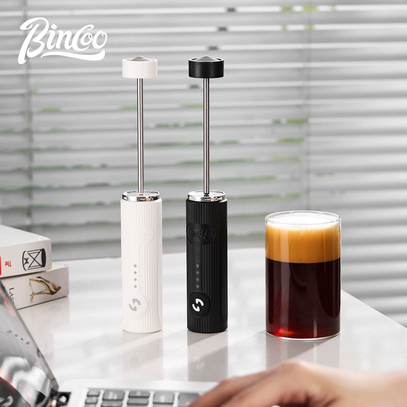 BINCOO Electric Coffee Frother USB Rechargeable 2 Speeds Foam Maker Wireless Handheld Egg Beater Milk Whisk Mixer Cooking Tools