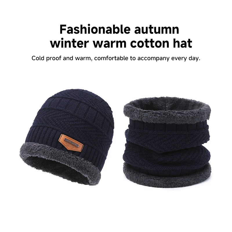 Sciarpa Set di due pezzi autunno e inverno cappello a prova di freddo paraorecchie caldi cappello da uomo in lana lavorata a maglia all\'aperto