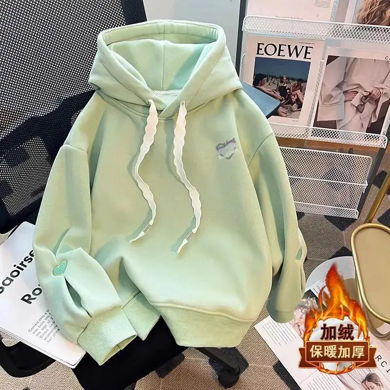 Kawaii Casual Coat Tops Fashion Childrens Clothing Girls Hoodie Fleece Warm Kids Casual Wear Autumn Winter 2025 New Korean Style