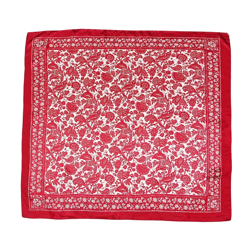 Fashion Paisley Print Kerchief Silk Satin Hijab Scarf For Women Square Shawls Wraps 90*90cm Bandana Head Neck Scarfs For Ladies