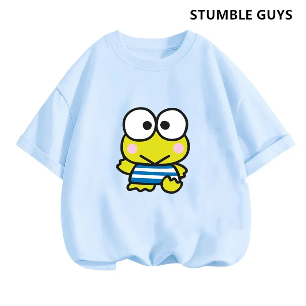 Kero Kero Keroppi Tshirt  Anime Summer Multiple Fashion Children\'s T-shirts Round Neck Casual Short Sleeve Print Trucksuit