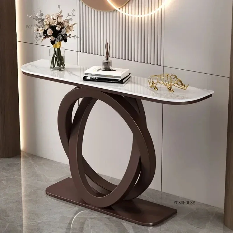 Creative Corridor Entryway Table Luxury Console Table Italian Semi-circular Iron Entrance Cabinet Tables Home Furniture b