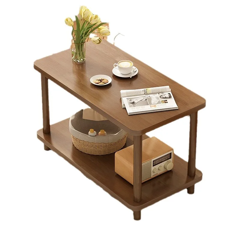 Sofa side table Solid wood coffee table Movable living room Home tea table Side cabinet Simple small square table Shelf