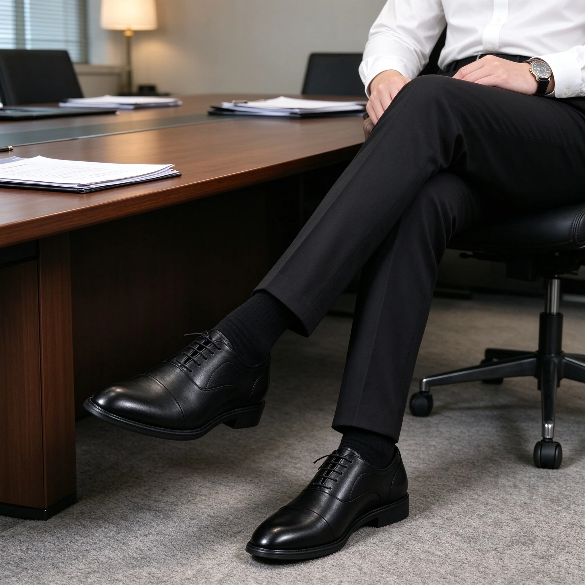 Desai Herrenschuhe, elegante Oxford-Schuhe aus Kunstleder, klassisches Design, für Herbst und Winter, breite Passform, Herrenschuhe für das Büro, stilvolle Schuhe für Männer. – Detail 2