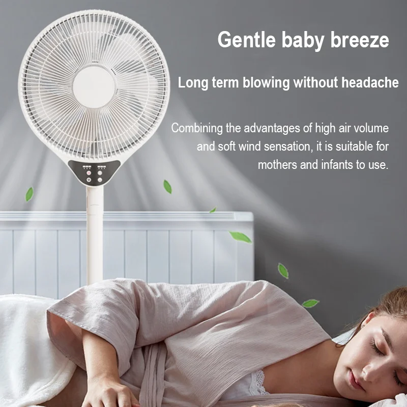 220V Electric Pedestal Standing Fan Adjustable Heigh Desk Air Blower Timing Shake for Living Room Bedroom Kitchen Home Office