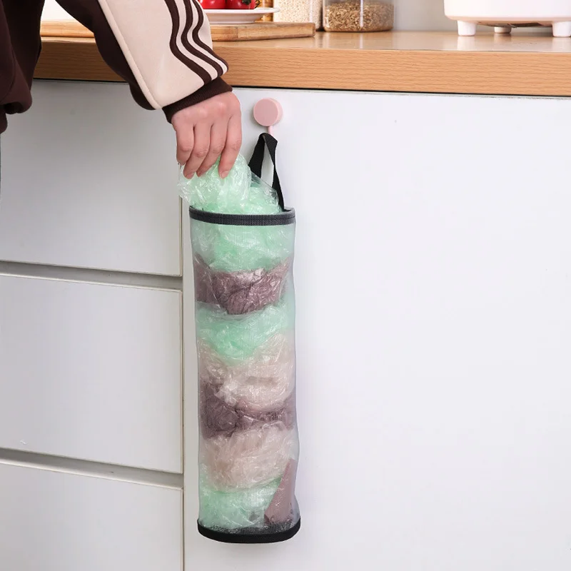 8 types Home Grocery Bag Holder Wall Mount Plastic Bag Holder Dispenser Hanging Trash Garbage Bag Kitchen Garbage Organizer