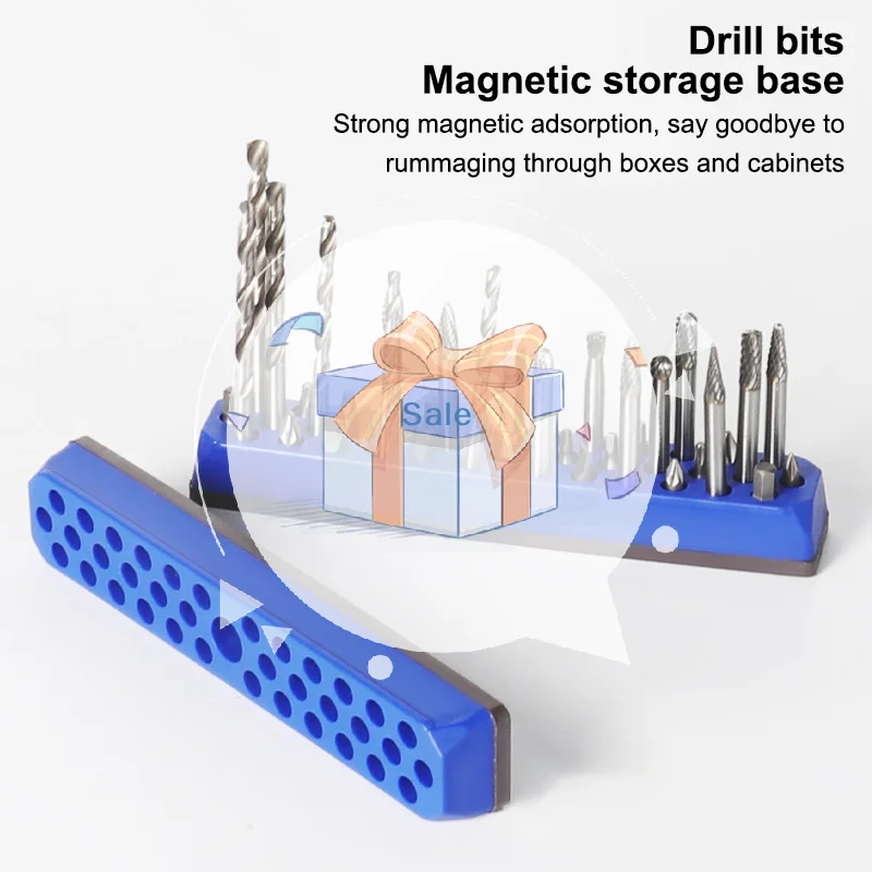 صندوق حامل لقمة مثقاب مغناطيسي مدمج مكون من 43 فتحة لأداة تخزين لقم مفك براغي 1/4 بوصة