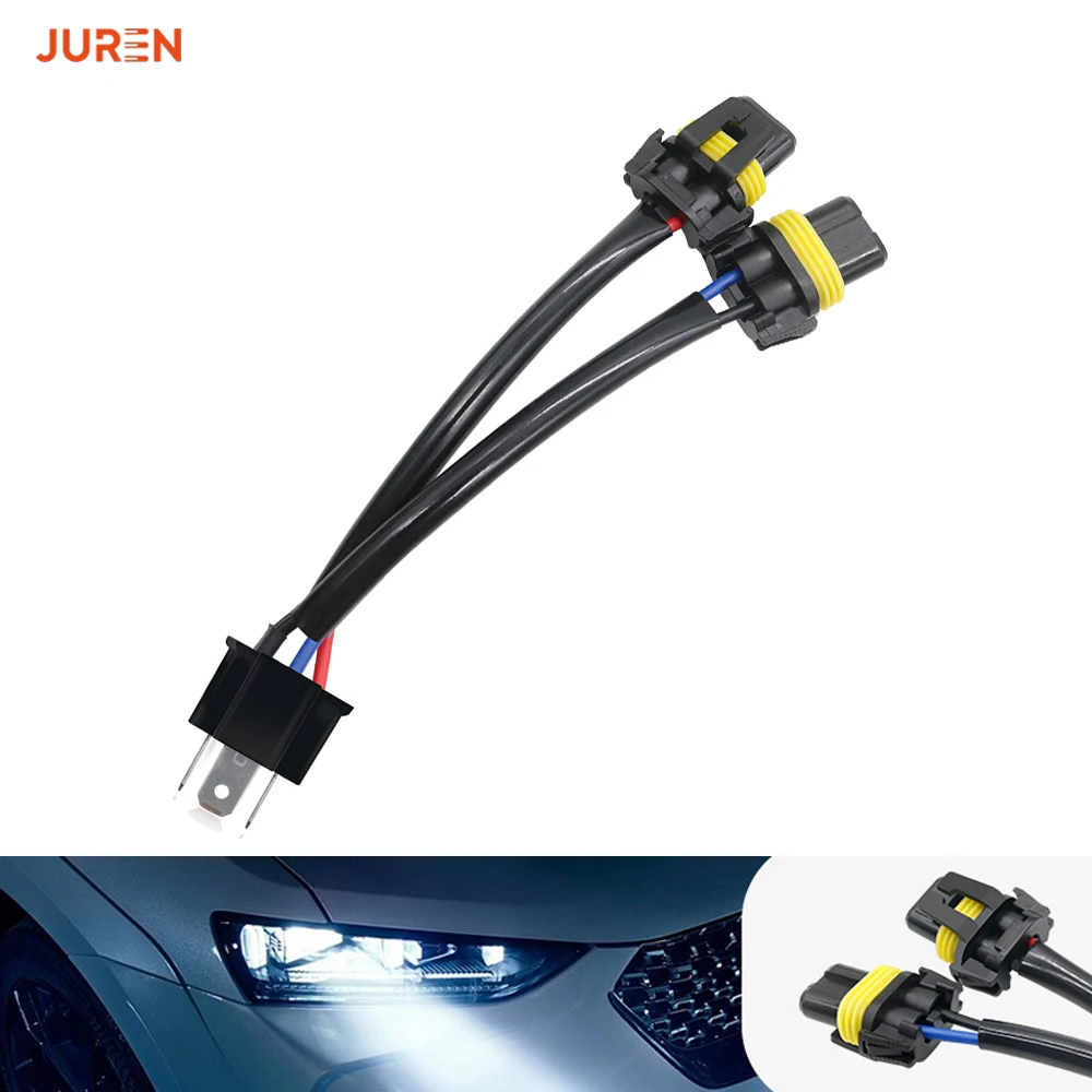 1Pcs one H4 Male to 9005 9006 Two Female LED Wiring Harness Socket Adapter for Car Automotive Truck Headlights LED Cable Plug
