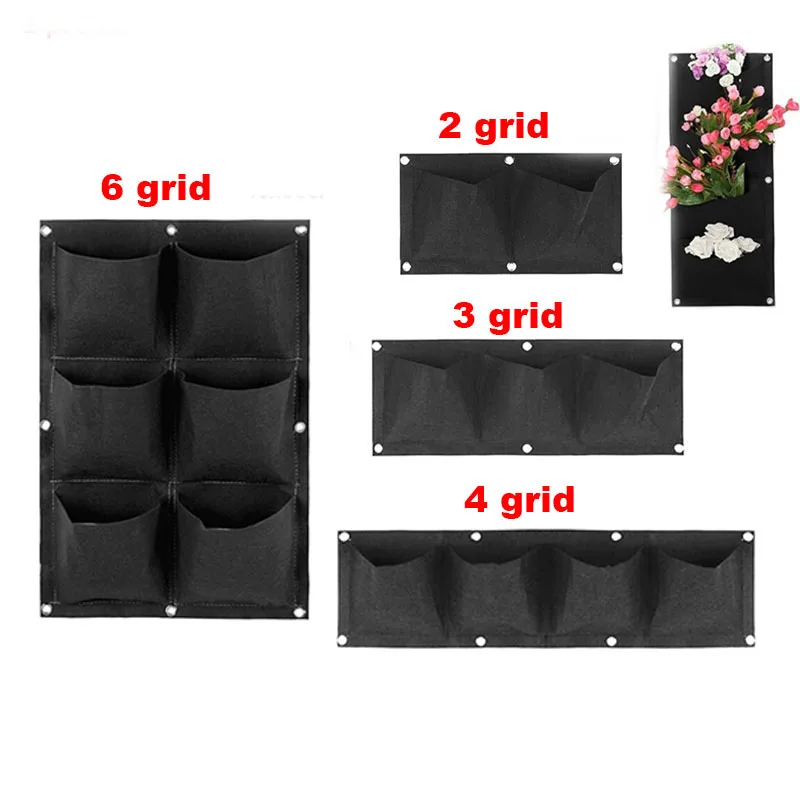 2/3/4/6/9 Pockets Plant Grow Bags Planter Vertical Garden Vegetable Living Garden Bag Wall Hanging Planter Growing Bags F1