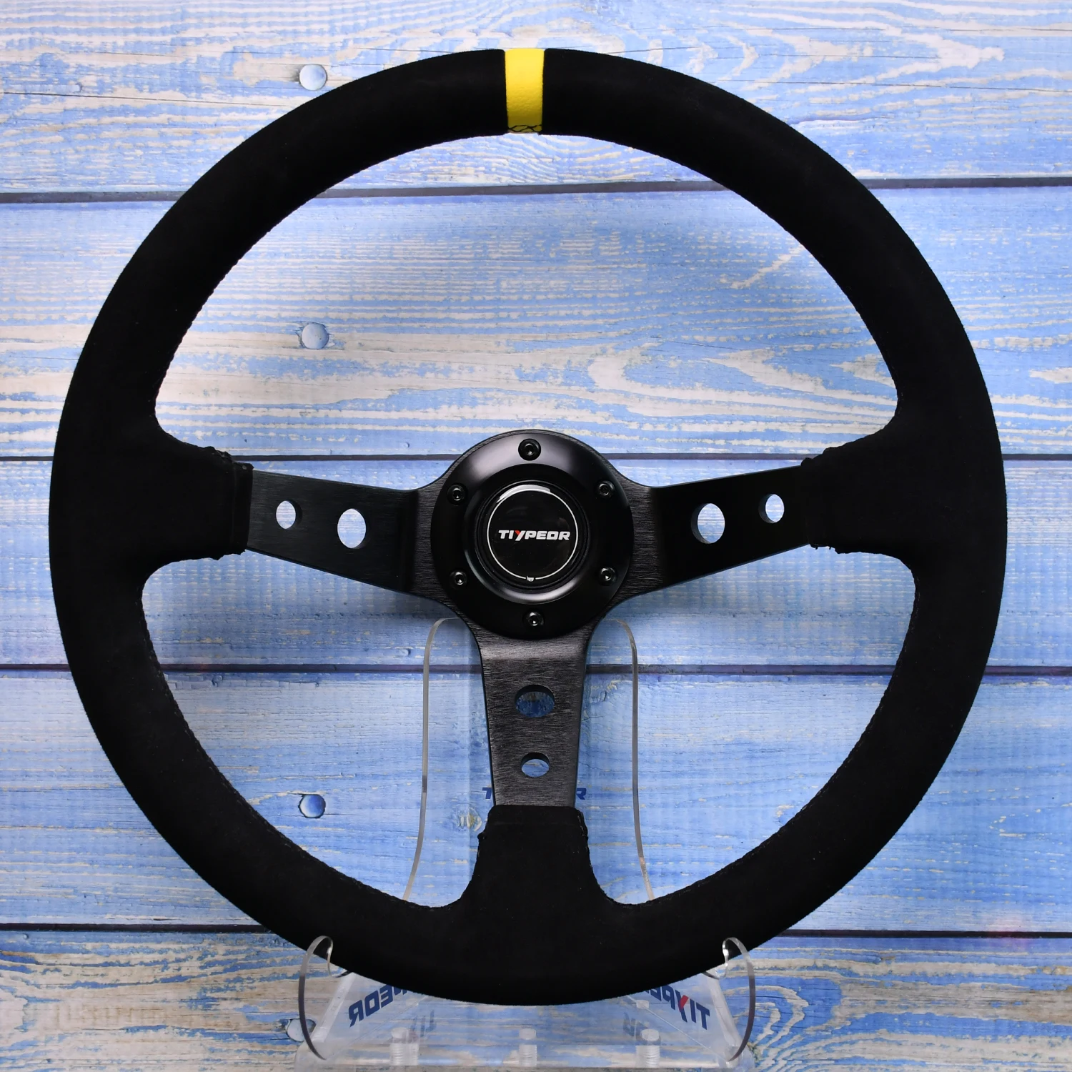 

Black 14 Inch Suede Steering Wheel 350mm Diameter with 90mm Deep Dish Stand for Enhanced Driving Experience