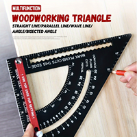 Aluminum Alloy Triangle Ruler With Angle Metric Protractor Multi-Angle Positioning Marker Woodworking Line Ruler Measuring Gauge