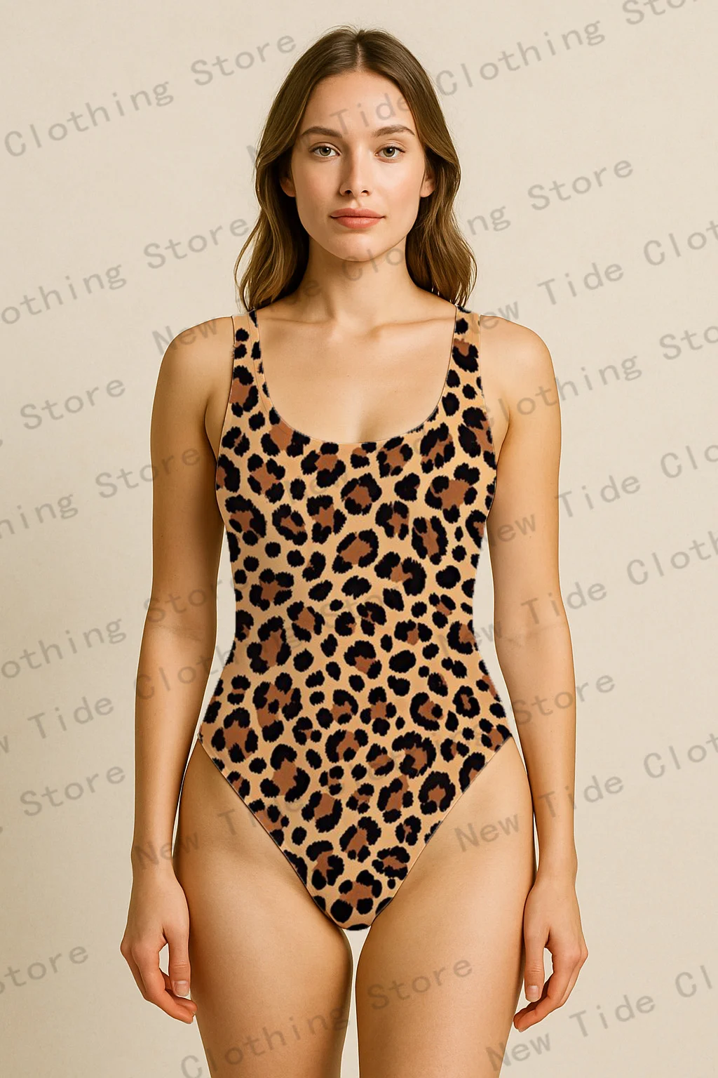 

Women's Leopard Print One-Piece Swimsuit Sleeveless Slim-Fit Bathing Suit for Beach Summer Vacation Pool Outfit