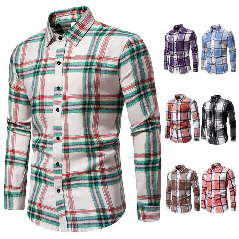 

Autumn/Winter New Men's Plaid Loose Casual Long Sleeve Flannel Shirt Thickened - Amazon