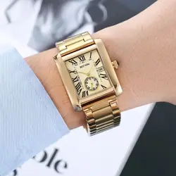 Luxury Square Dial Waterproof Date Leather watches for men Stainless Steel Military Man Watch Quartz Men's Watches Reloj