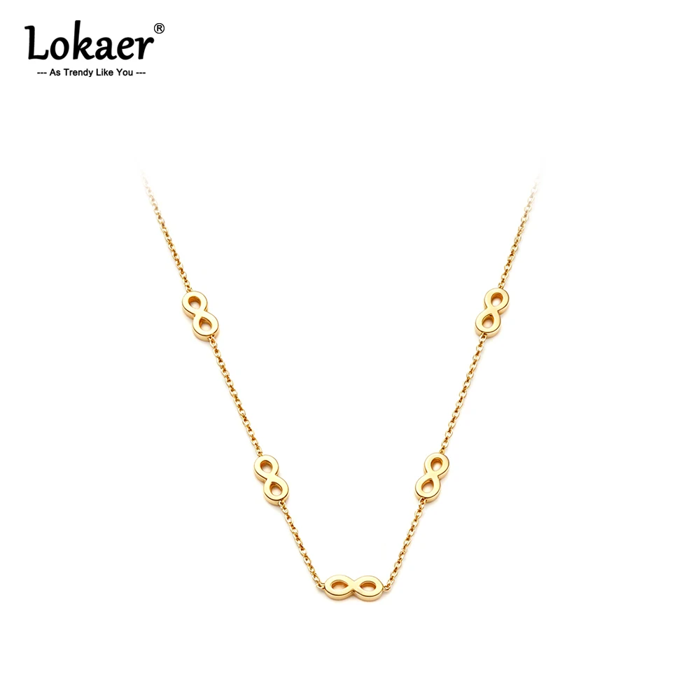 Lokaer Trendy Simple Infinite Eternity Choker Necklace for Women Stainless Steel Lucky Number Pendant Necklaces Wholesale N26052