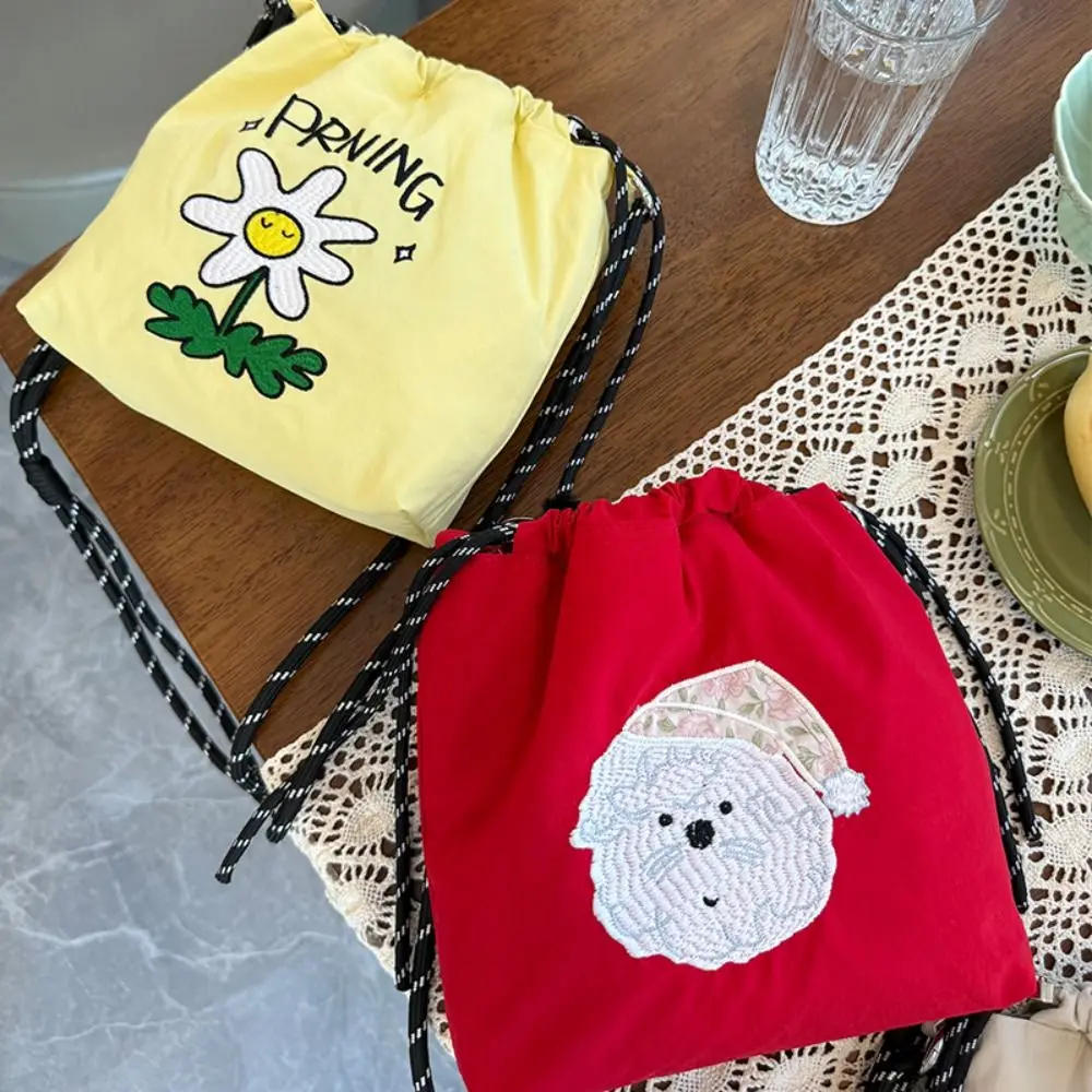 

Милая большая сумка, нейлоновая сумка на шнурке, корейский стиль, нейлоновая сумка через плечо с цветочным принтом, карманные сумки на плечо для отпуска