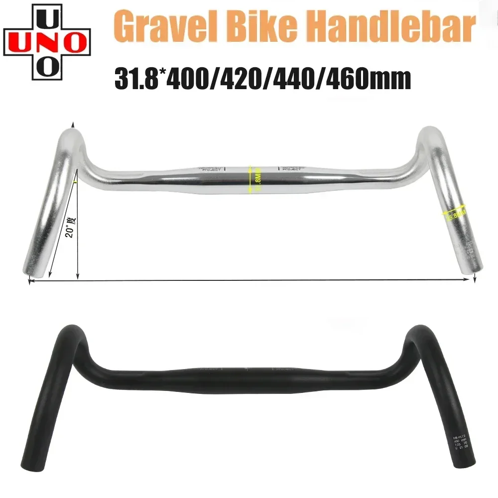 UNO Racing Gravel Bike Handlebar 31.8x400/420/440/460mm Outer Drop Bar Bicycle Handle Ultralight Road Bicycle Flared Bar