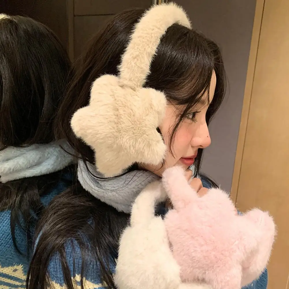 غطاء للأذنين لطيف بتصميم نجمة أنيقة غطاء للأذنين شتوي للنساء مقاوم للرياح ومقاوم للبرد لتدفئة الأذن في الهواء الطلق لركوب الخيل مقابل إضافي