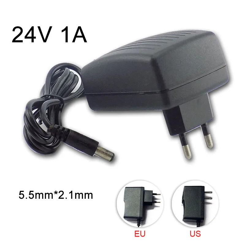 

AC 100V-240V DC Power Adaptor Converter 24V 1A For LED Strip Light CCTV Mini TV Charger Switch 5.5mm*2.1mm US EU