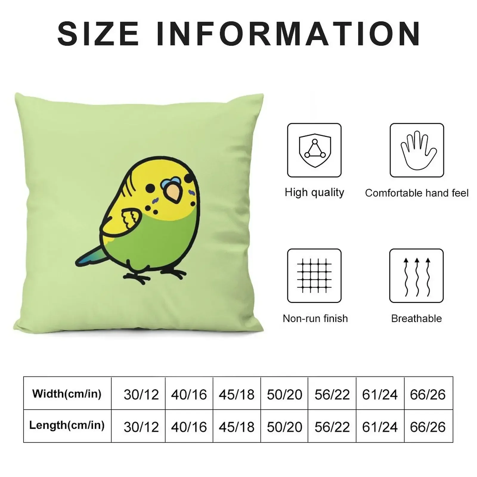 Chubby Green Budgie Male Throw Pillow Sofa Cushion Cushion Covers For Living Room New year Luxury Pillow Cover pillow