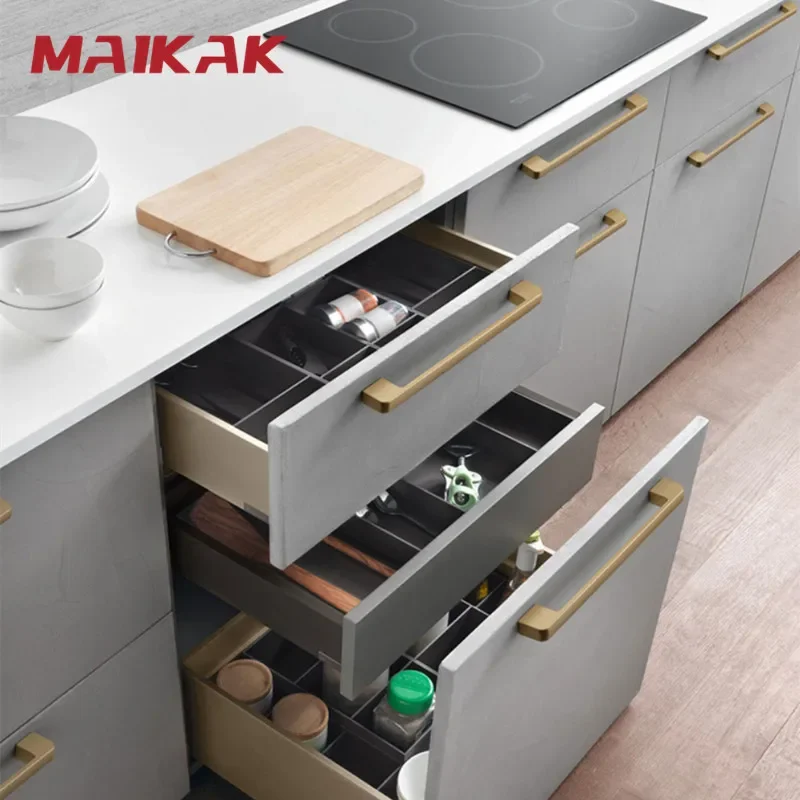 MAIKAK Brushed Gold Cabinet Handle Zinc Alloy Straight Handle Drawer Knob Decorative Kitchen Cupboard Pulls Furniture Hardware