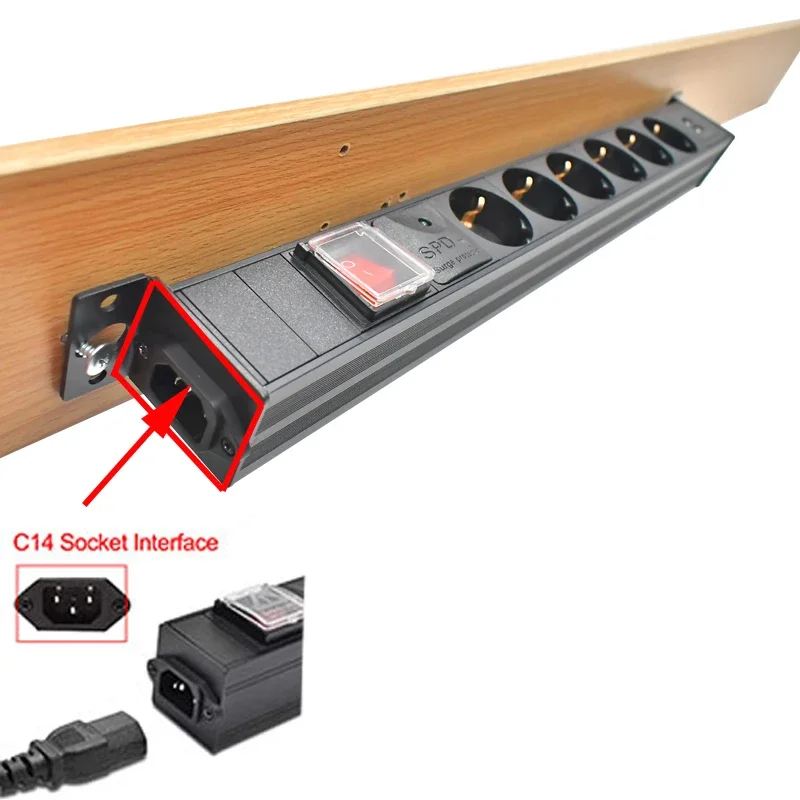 

Настольная розетка европейского стандарта PDU, сетевая стойка для шкафа с защитой от перенапряжения, USB-порт для зарядки, порт C14, без удлинительного кабеля