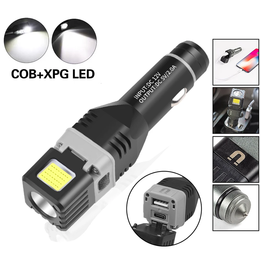 

Ultra Bright COB LED Flashlight with Magnetic 4 Lighting Modes Car Charging USB Rechargeable Waterproof Outdoor Work Light Torch