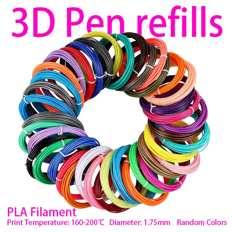 3D Pen Refills PLA Rainbow Filament Thread 25m to 200m,1.75mm Diameter 5 to 32 Color Printing Material For 3D Pen Birthday Gifts
