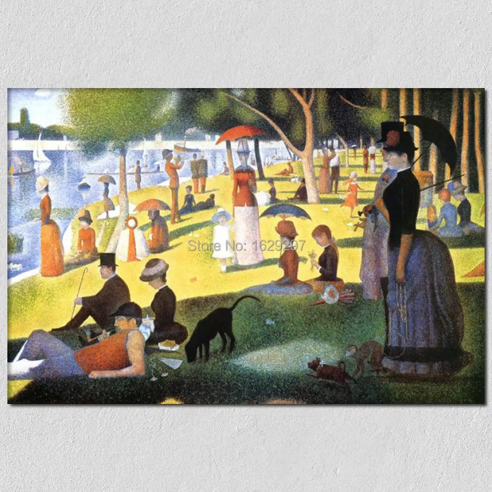 

Canvas Wall Art Handmade Oil Painting Sunday Afternoon on the Island of La Grande Jatte Georges Seurat Famous Landscape Artwork