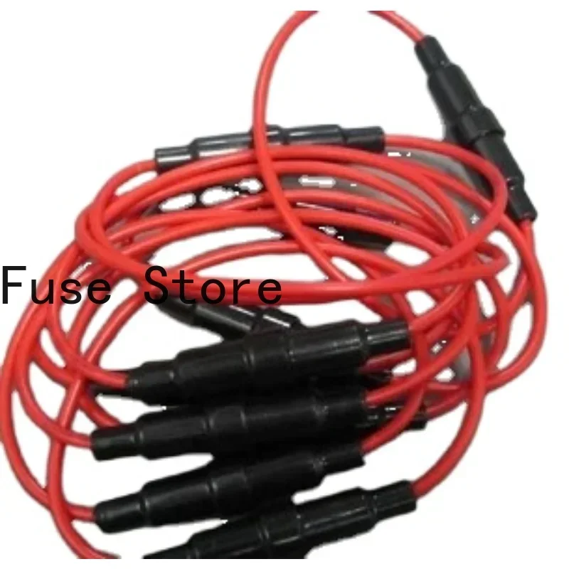 10PCS With Wire Fuse Tube Box,   Holder 6*30mm Black Rubber Case Full Copper