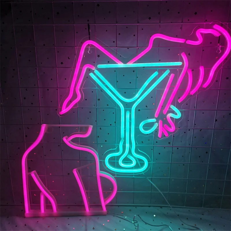 Cocktails Beer LED Neon Sign Wall Decor For Beer Bar Store Pub Club Nightclub Birthday Party Decorative Neon Night Light