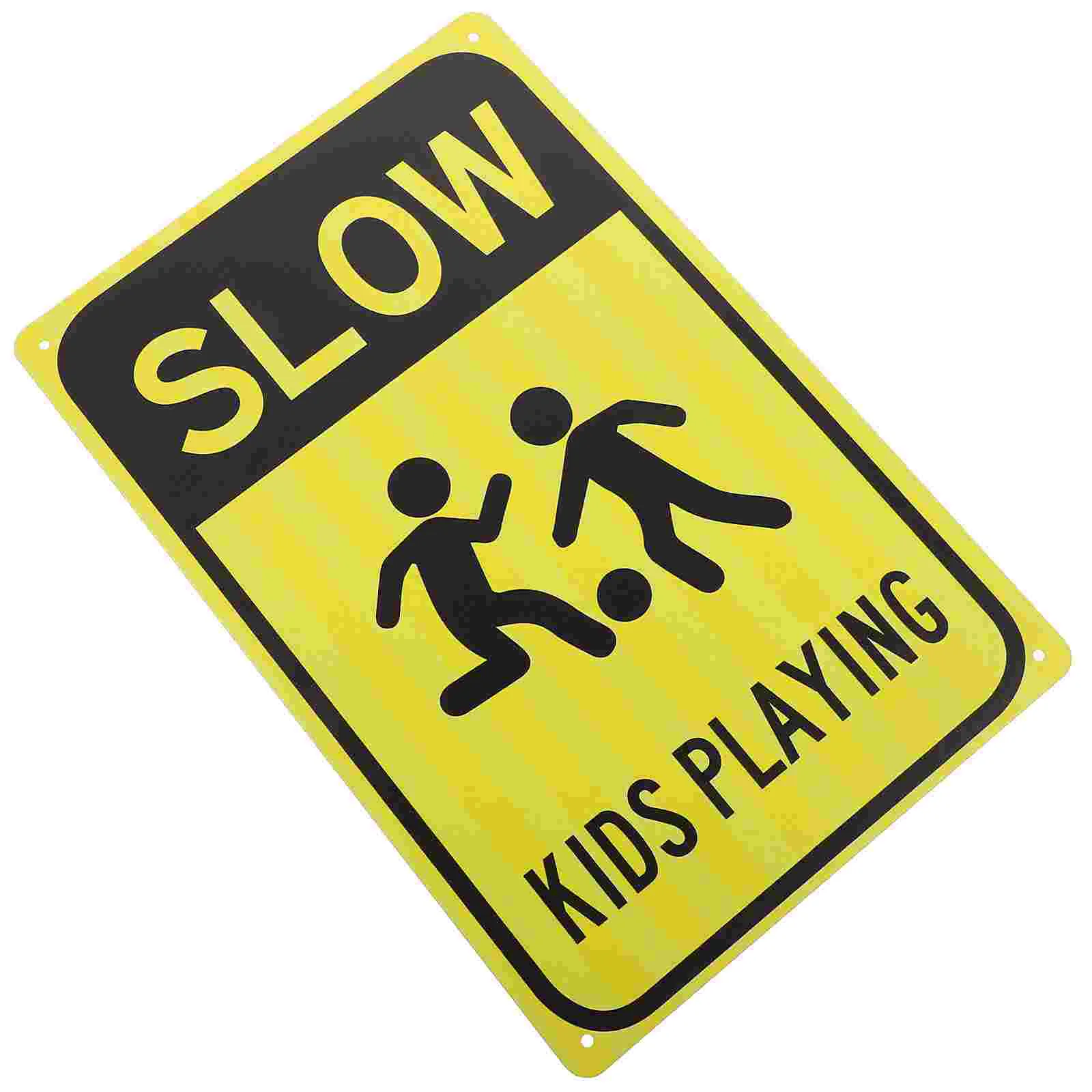 

Sign Safety Signs Traffic Street Caution for Warning Metal Road 3000X2000X100CM Kids Play Slow down Yellow Business Child