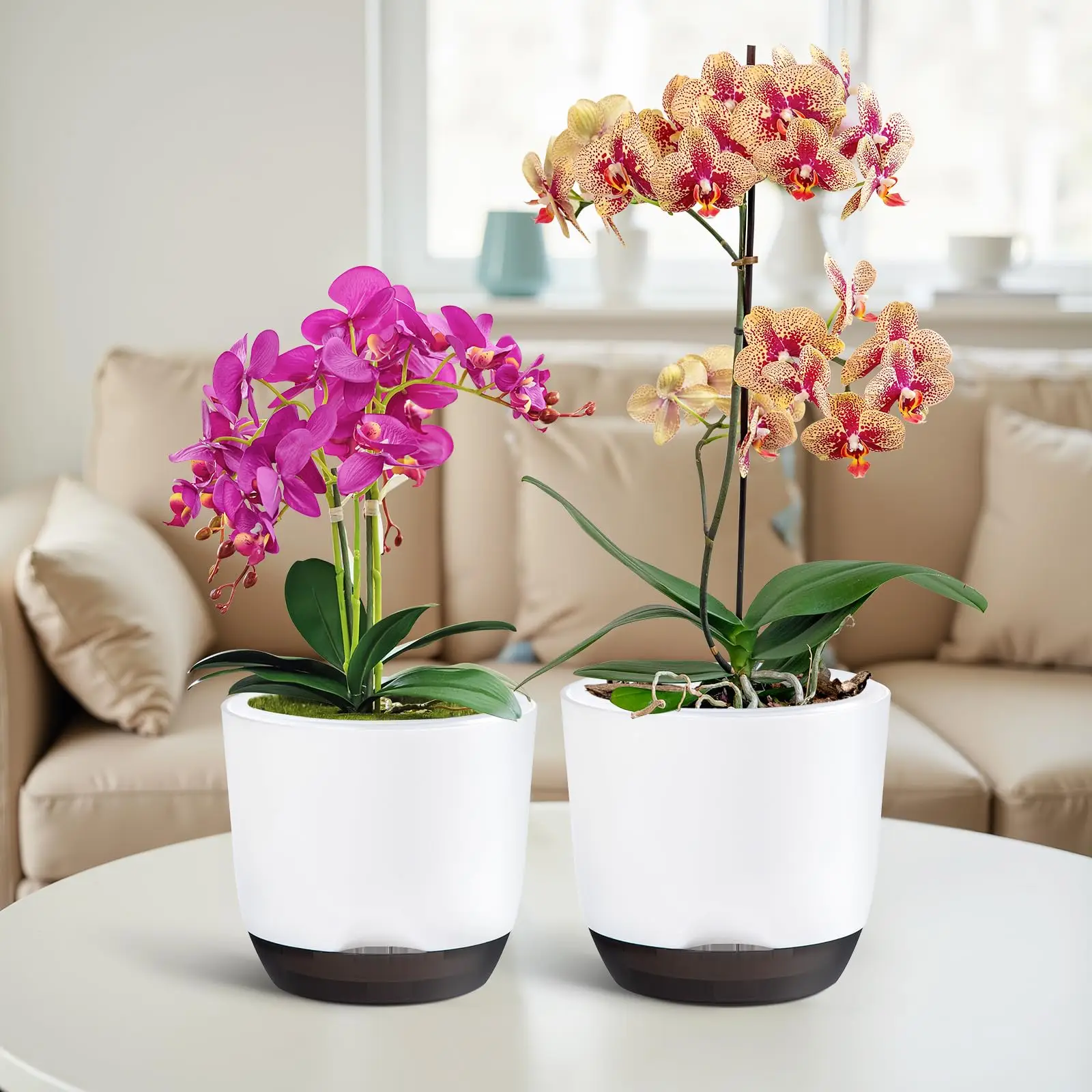 5,5/7 Zoll Orchideentöpfe mit Löchern zum Umtopfen, Blumentopf aus Kunststoff, transparenter Orchideen-Pflanztopf, selbstbewässernder Pflanztopf – Detail 8