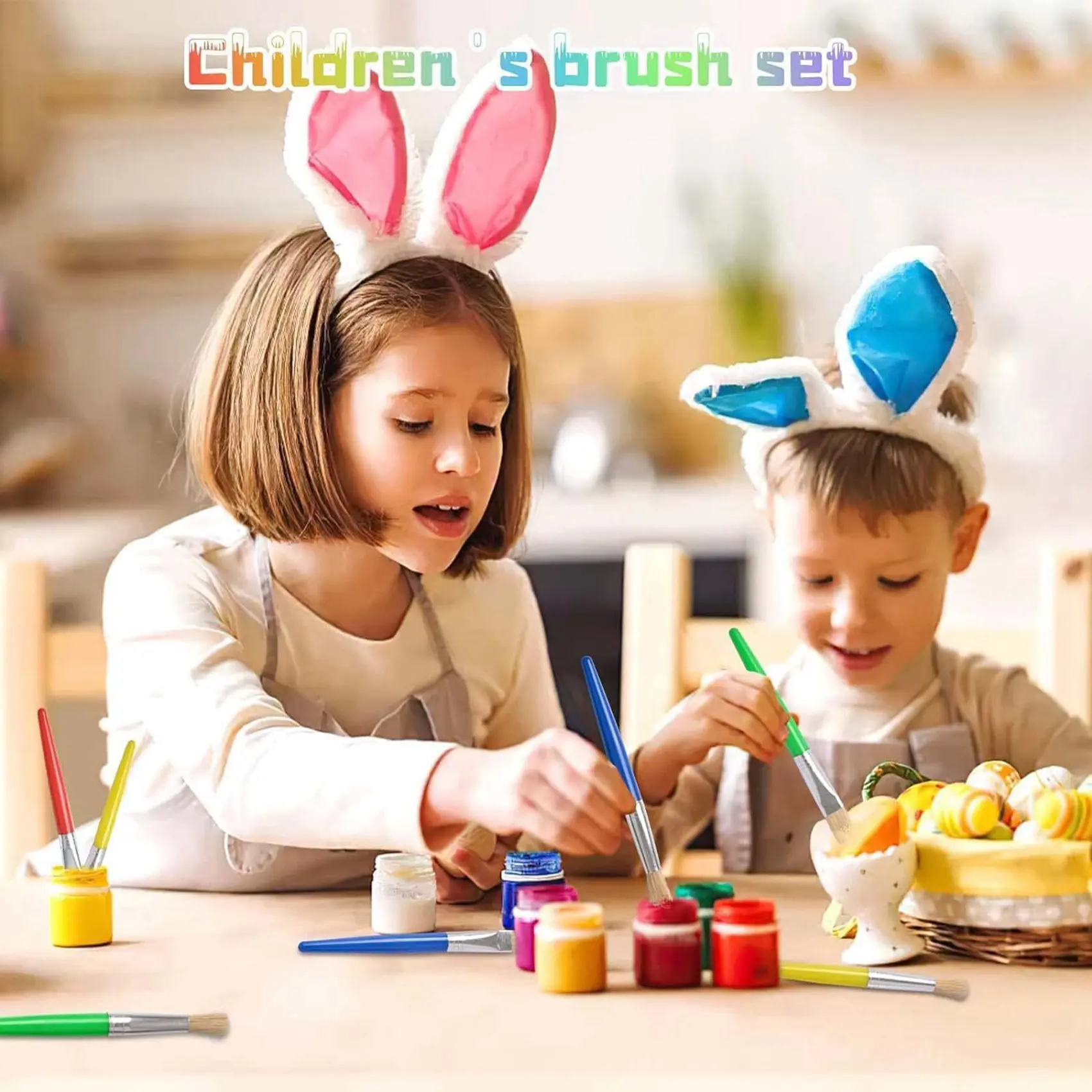 L68A Kids Paint Brushes, 68Pcs Childrens Paint Brushes Set, Colorful Paint Brushes For Children Toddlers Beginners, Face