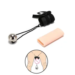 Male Cock Growth Enlarger Stretcher  Adjustable Silicone Penis Ring with Hanger Heavy Metal Ball Enlargerment Device for Adult