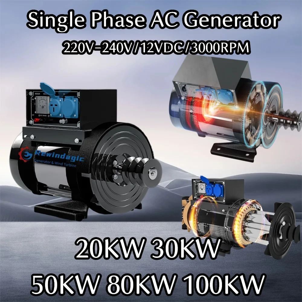 Low Noise 50KW 30KW Permanent Magnet Generator 220V AC 3000 RPM Magnetic Dynamo 30000W Maglev Altternator Voltage Regulator