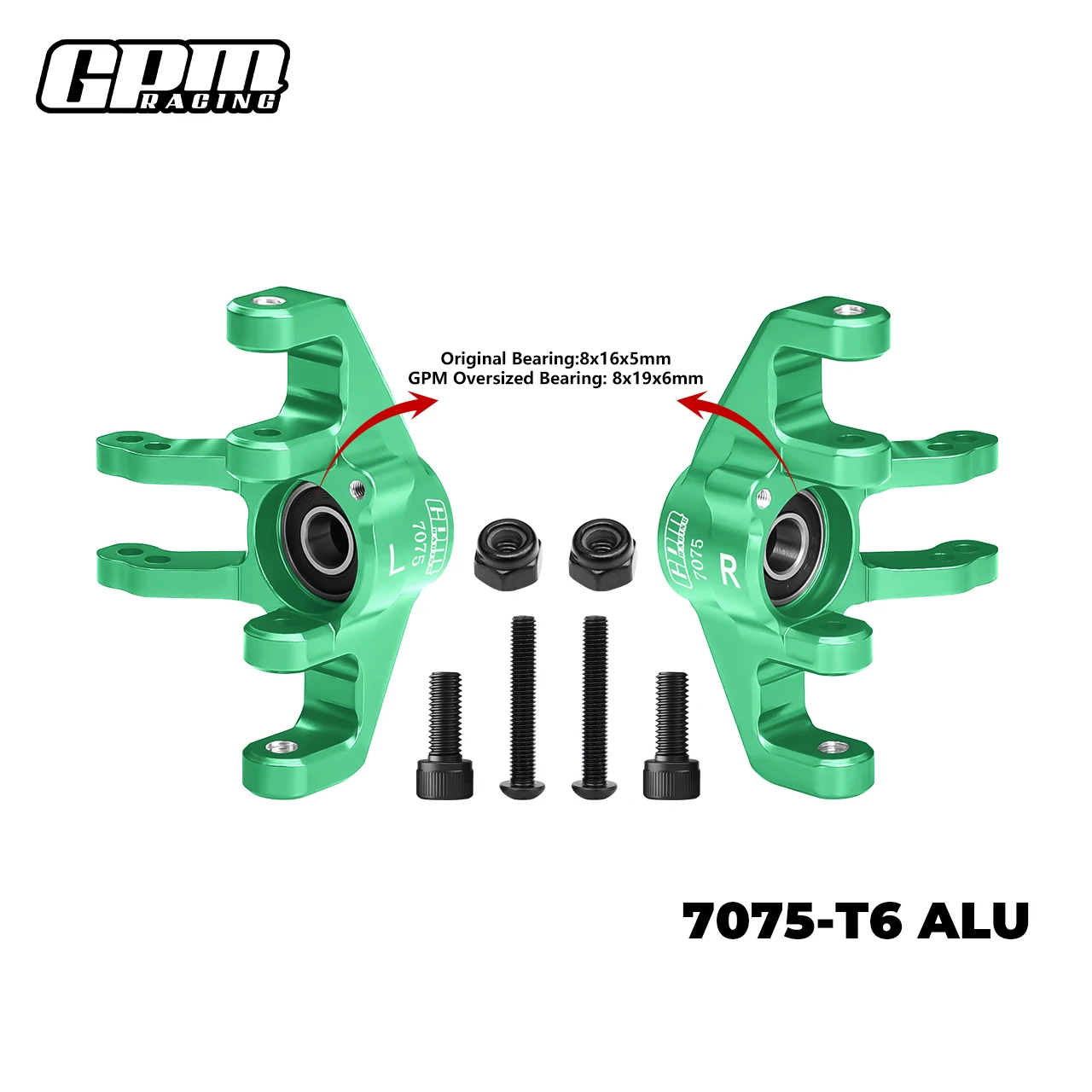 GPM 7075 Alloy Front Spindle Set For LOSI 1/6 Super Baja Rey 1.0 / 2.0