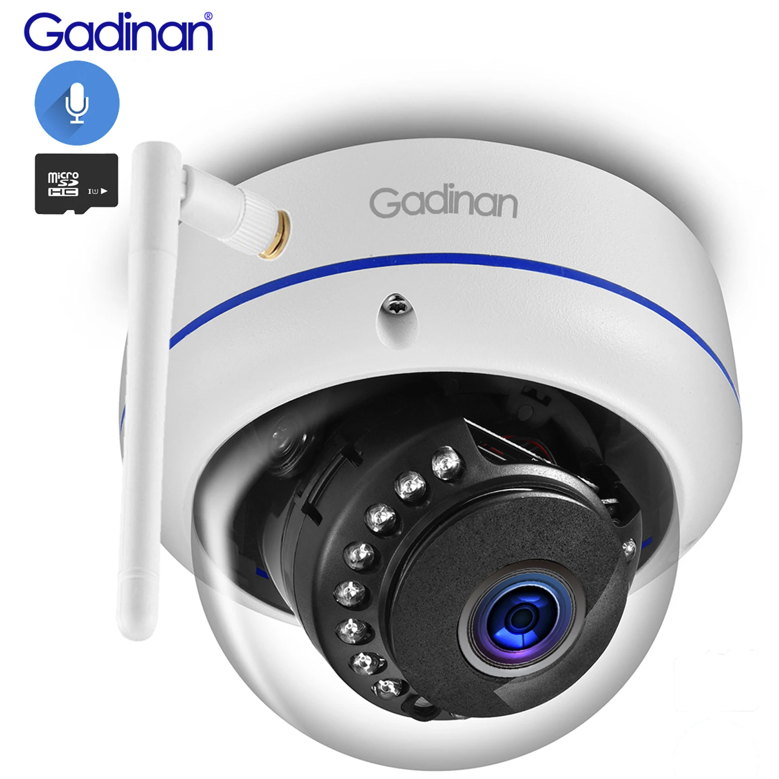 

Gadinan Outdoor with SD Card Slot Mini Metal Wireless Security Audio Outdoor Waterproof 1080P IP Camera 5MP 3MP WiFi Camera