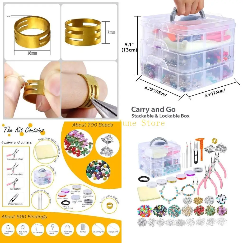 N5KA Jewelry Making Supplies with Beads Charms Hesters Heleds Gliers Pheading Ware #1
