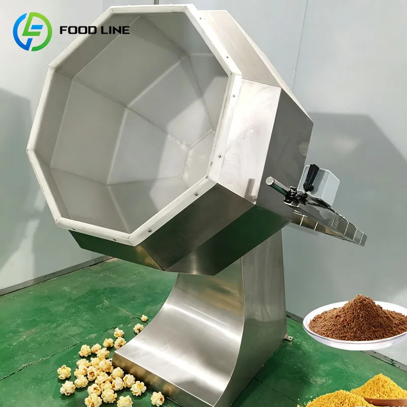 Food Seasoning Tumbler Commercial Snack Flavoring Machine Chips Nuts Peanuts Beans Coating Mixer Customized