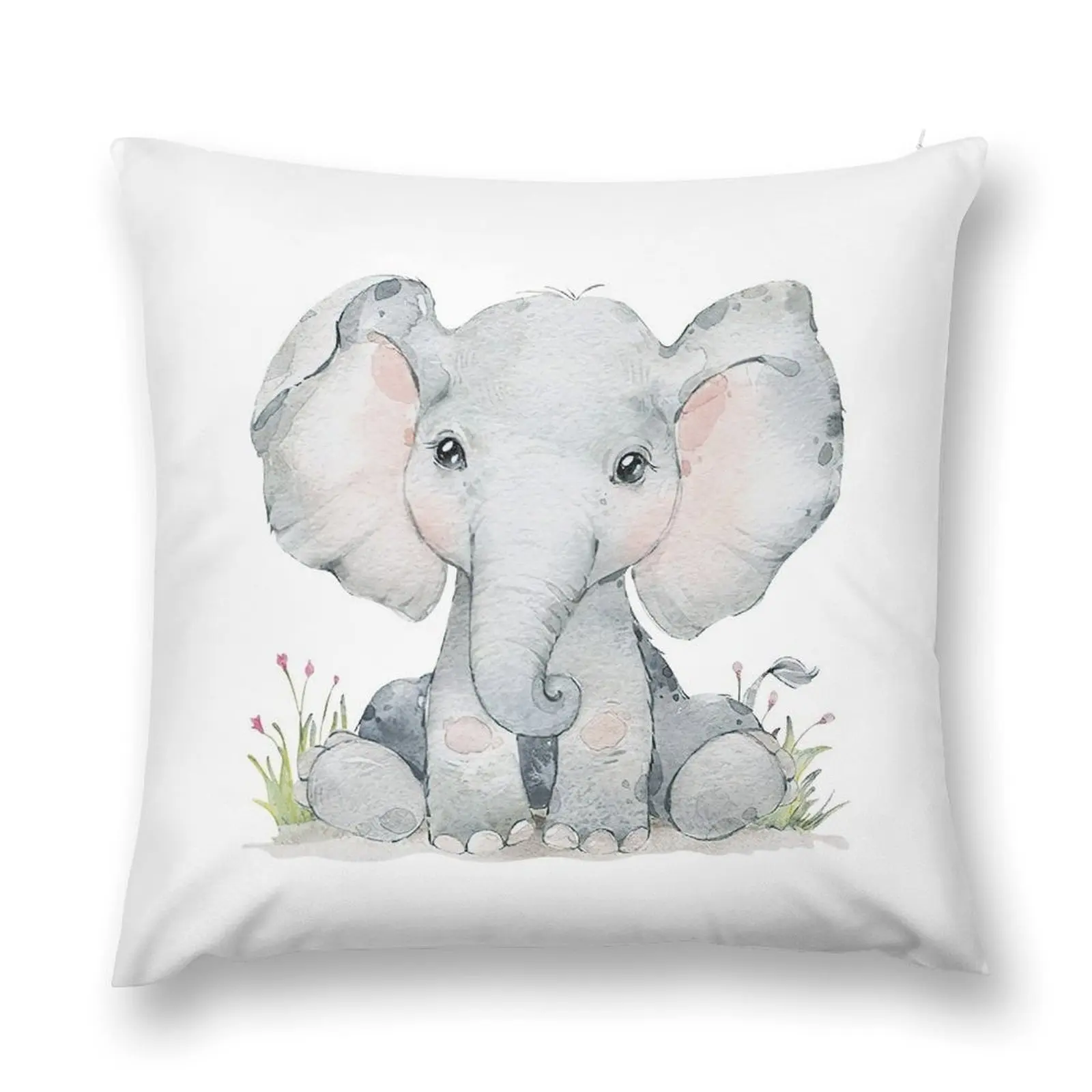 

Baby Elephant Animal Lover Jungle Decor Throw Pillow Custom Cushion Photo Custom Cushion Decorative pillowcase pillow