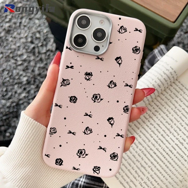 For Infinix Note 40 Pro Plus 30 Pro 12 Turbo Hot 10 Lite 9 Play Pro 8 Lite 5G 4G Phone Case Cute Ins Style Bow Tie Rose Cover