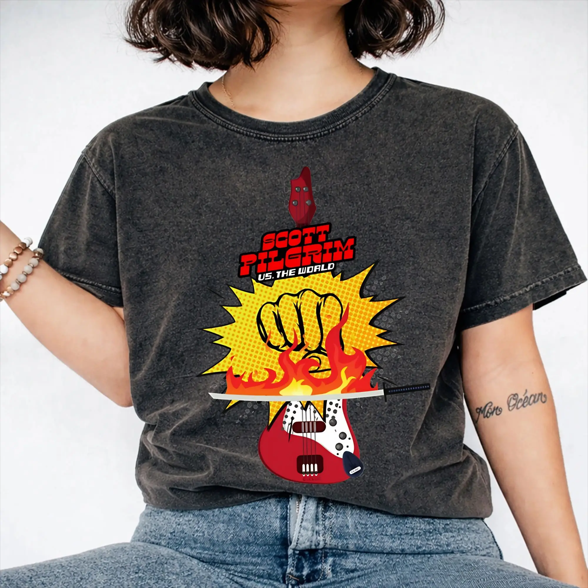 Colorful Scotts Pilgrims vs The World Merch Washed T Shirts Men Women Streetwear Hip Hop T-Shirts Summer  Tees Cotton