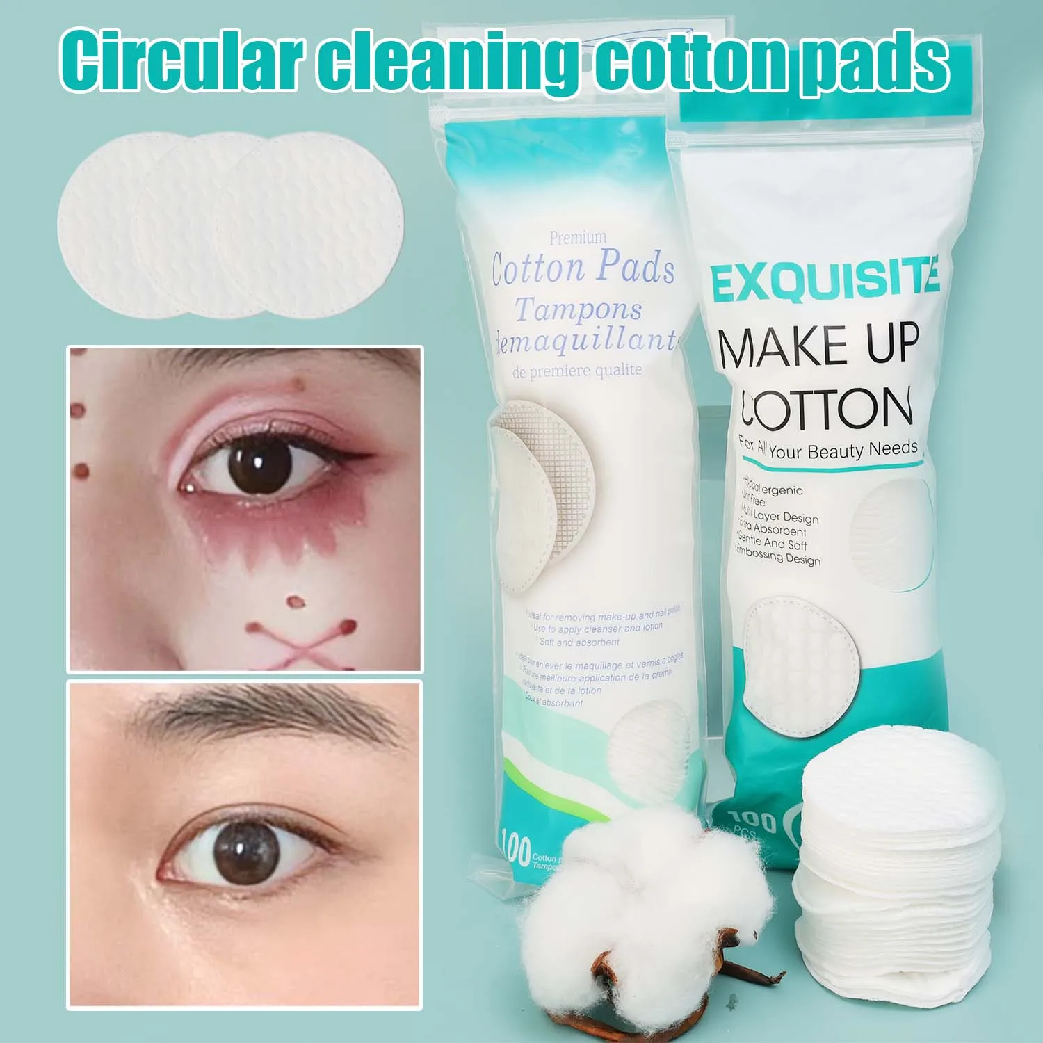 Disposable Soft Round Cotton Pads Professional Double-sided Daily Facial Cosmetic Cleaning Makeup Nail Polish Remover Pads Tool